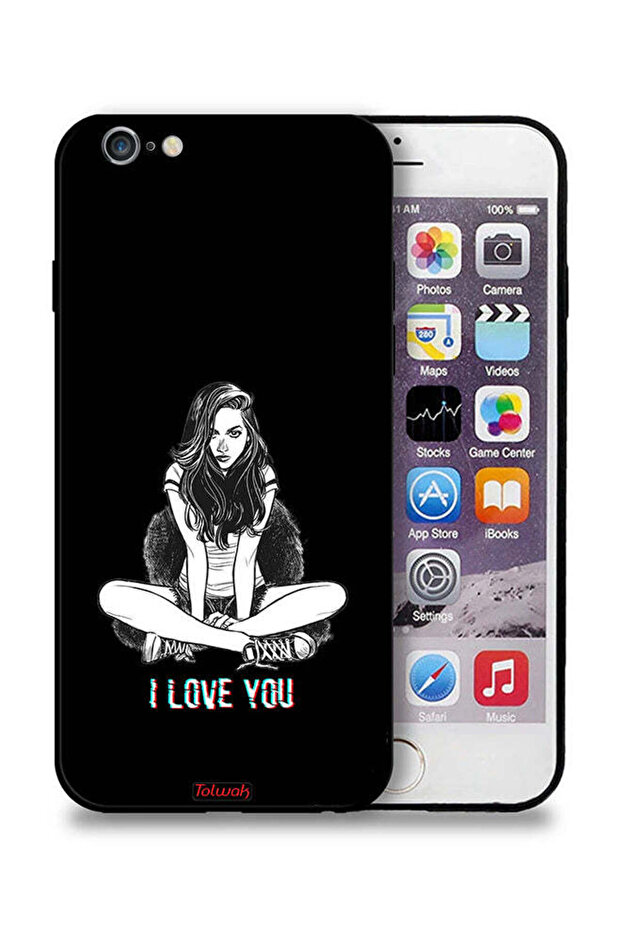جراب حماية لجهاز Apple iPhone 6 Plus/6s Plus مطبوع عليه عبارة "أحبك"