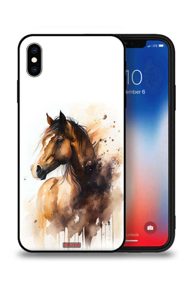 غطاء حماية لجهاز Apple iPhone XS Max بتصميم فن تجريدي للخيول
