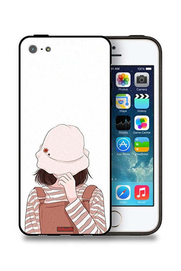 غطاء حماية لجهاز Apple iPhone 5/5s/SE بغطاء للوجه من خلال قبعة