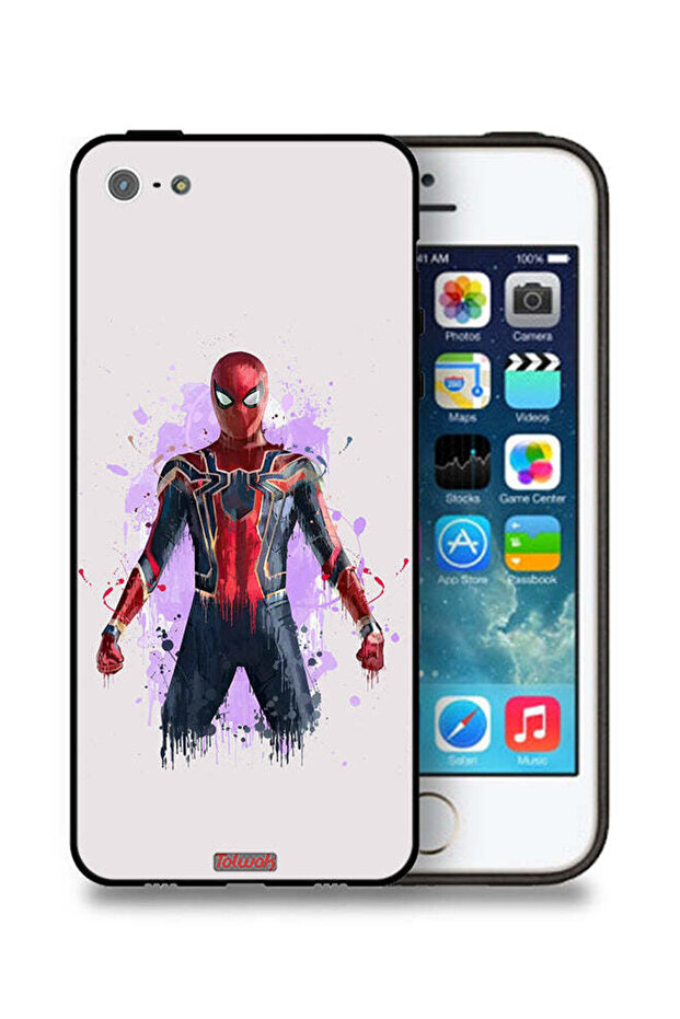 غطاء حماية لجهاز Apple iPhone 5/5s/SE بتصميم العنكبوت الحديدي