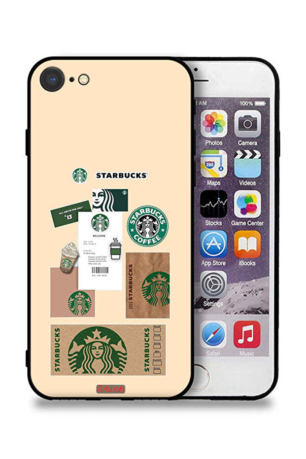 غطاء حماية لجهاز Apple iPhone 8 بملصق قهوة