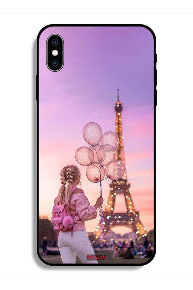 جراب واقٍ لهاتف Apple iPhone X فتاة تحمل بالونات