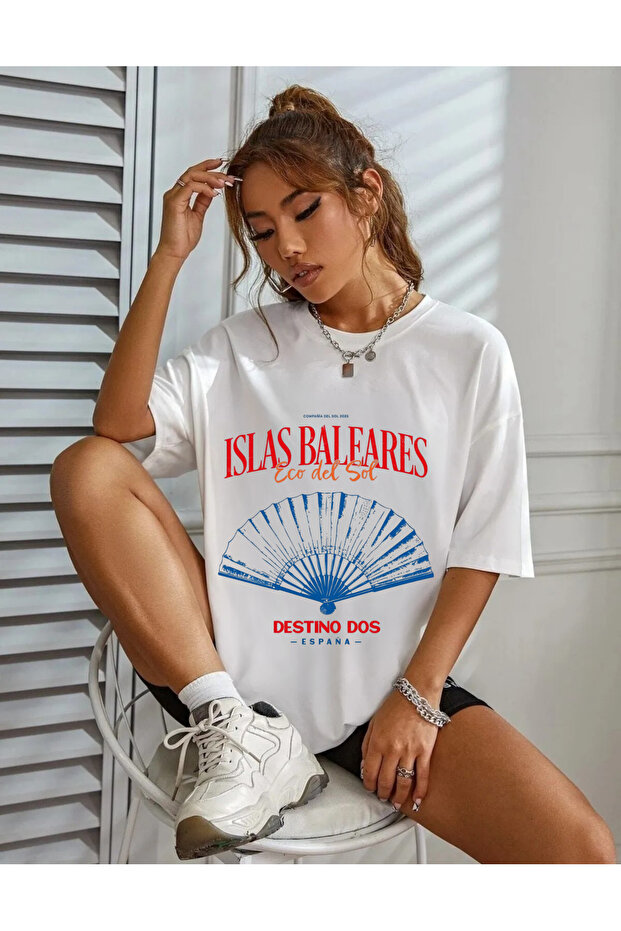 Women's White Oversize Loose Cut T-Shirt Simple Crew Neck Cotton Summer Plain Basic