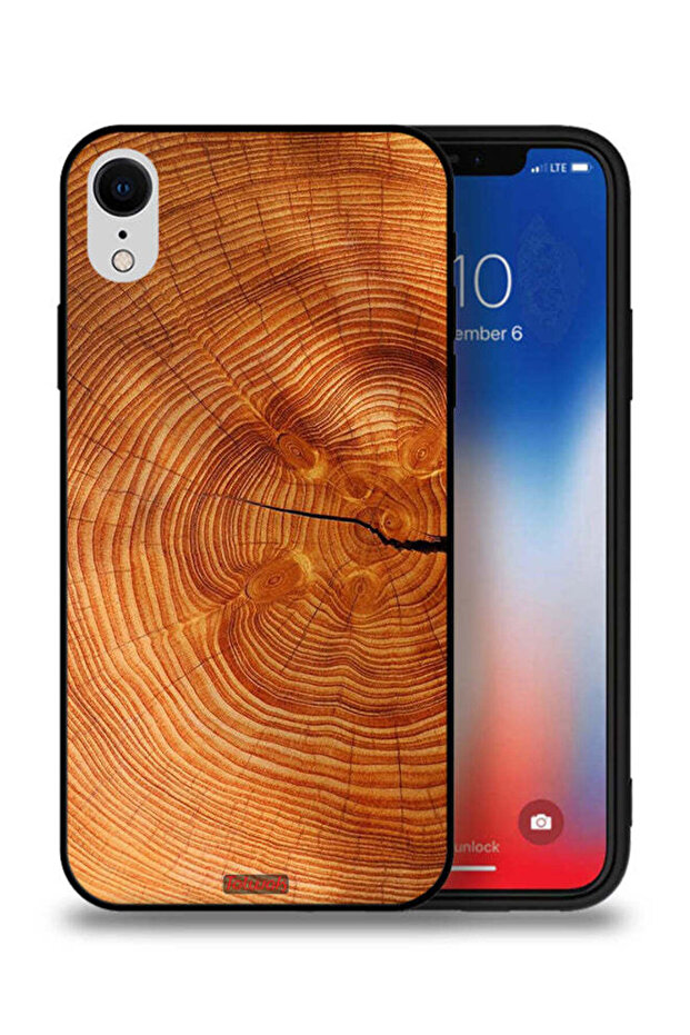 جراب حماية لجهاز Apple iPhone XR مصنوع من الخشب المتصدع