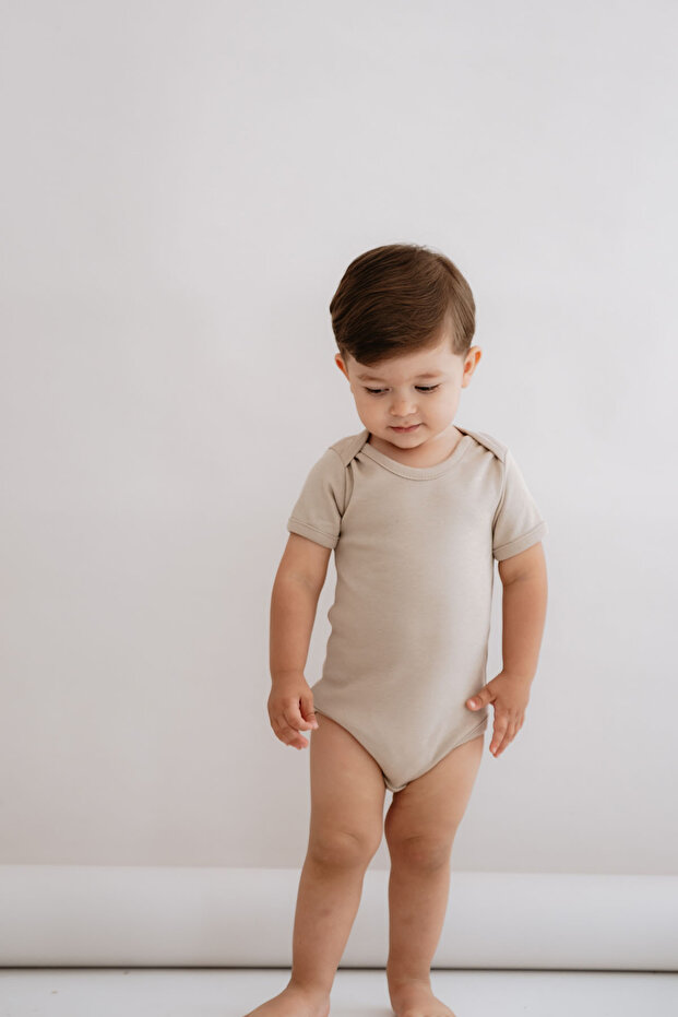 Short Sleeve Baby Body - Pureline Series - Brown