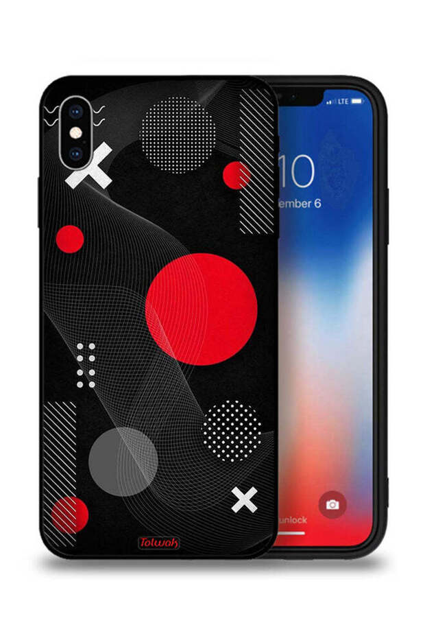 غطاء حماية لجهاز Apple iPhone XS Max بنمط دائري ومتقاطع
