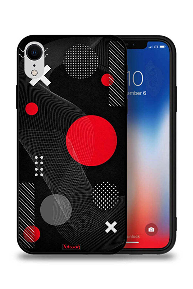 جراب حماية لجهاز Apple iPhone XR بنمط دائري ومتقاطع