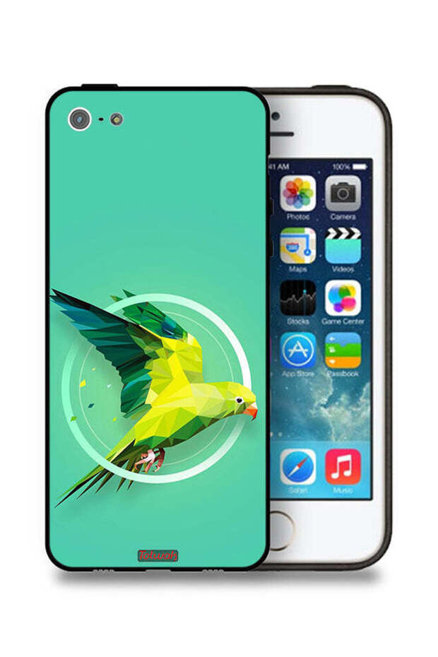 غطاء حماية لجهاز Apple iPhone 5/5s/SE بتصميم فن تجريدي ببغاء