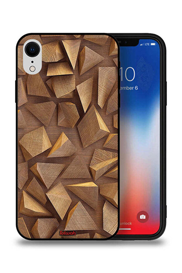 غطاء حماية لجهاز Apple iPhone XR مصنوع من قطع خشبية فنية