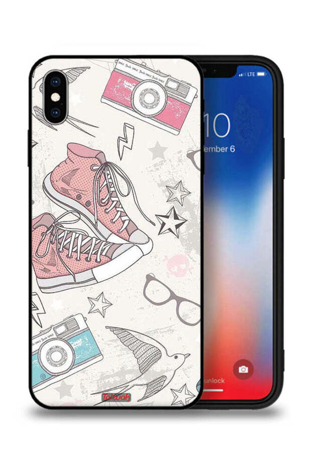 جراب حماية من القماش لهاتف Apple iPhone XS Max مع حذاء وفن كاميرا
