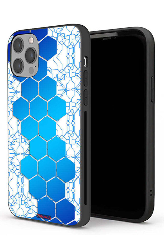 غطاء حماية لجهاز Apple iPhone 12 Pro بتصميم شبكة أيقونات سداسية الشكل من Honeycomb