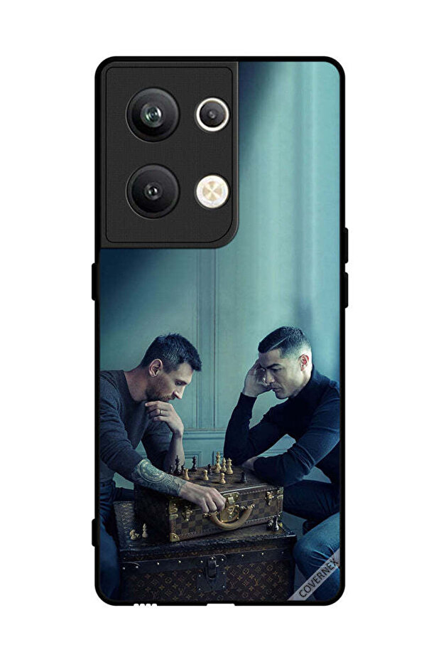 غطاء حماية لهاتف Oppo Reno 9 Pro Plus ميسي ضد رونالدو يلعبان الشطرنج