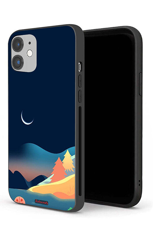 جراب حماية لجهاز Apple iPhone 12 برسم تجريدي للقمر