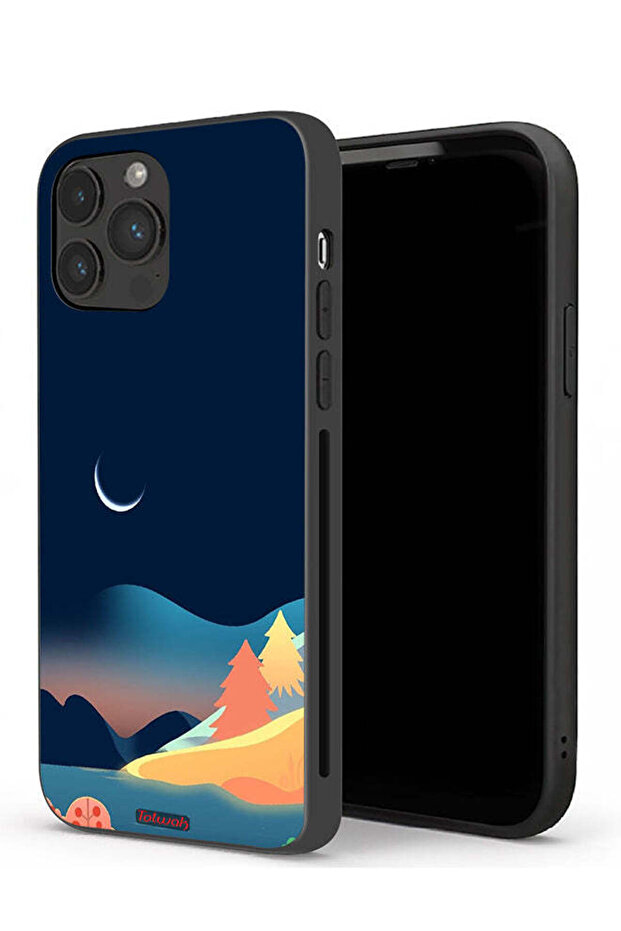 جراب حماية لجهاز Apple iPhone 13 Pro برسم تجريدي للقمر