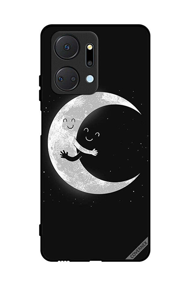 غطاء حماية لهاتف Honor X7a - عناق القمر والسماء المظلمة