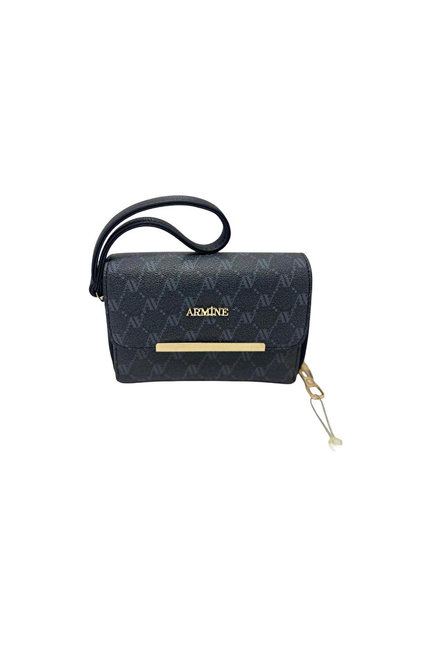 Shoulder Bag with Dots and Strap -381 Black Dots