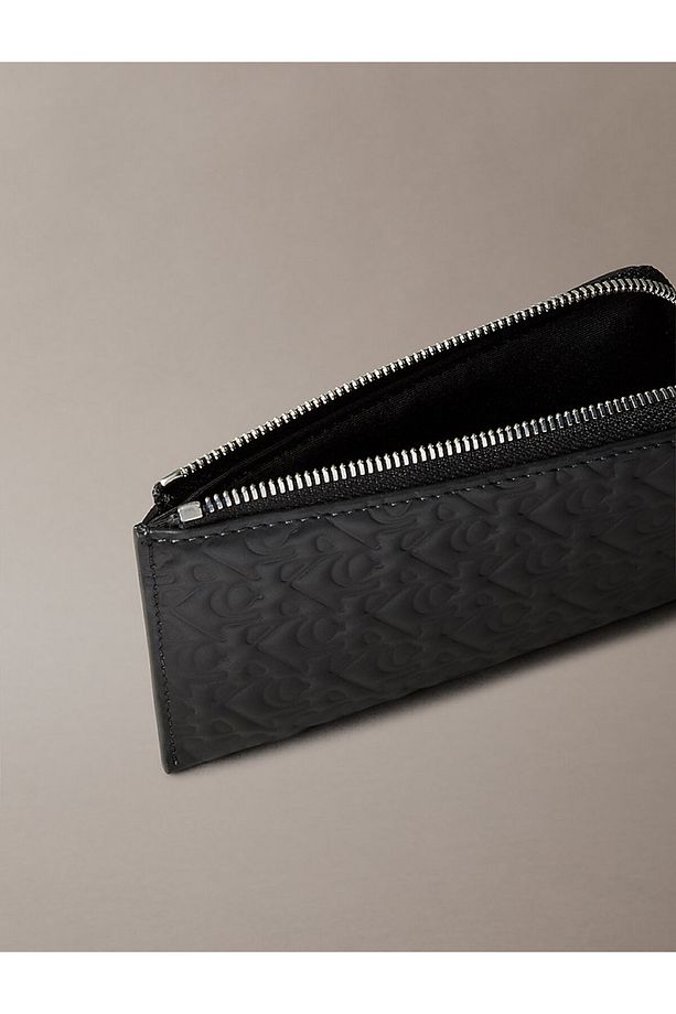 Kadın Fermuarlı CK Monogram Kabartma Logolu Siyah Cüzdan LV04F1069G-UB1 - 3