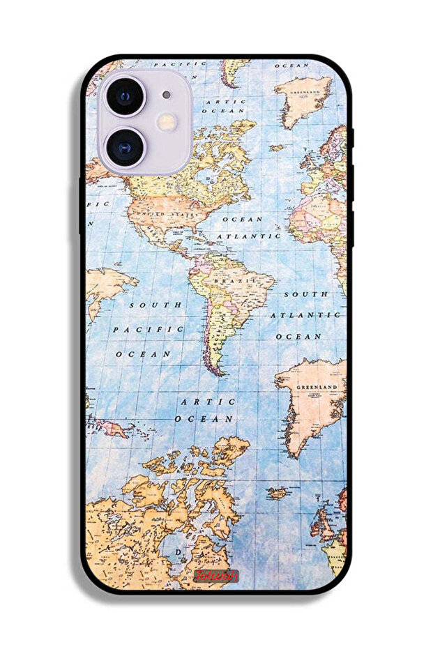جراب حماية لجهاز Apple iPhone 11 بتصميم خريطة العالم - 2