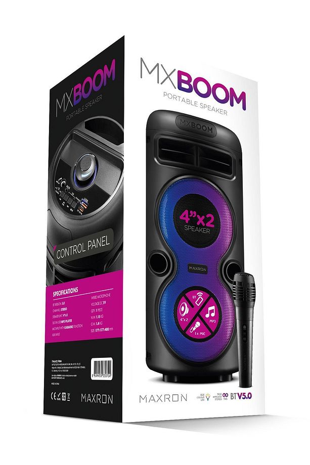 Karaoke Mikrofonlu Bluetooth Hoparlör Parti Led Işıklı Ses Sistemi MXBoom - 7