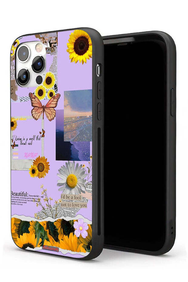 جراب حماية لجهاز Apple iPhone 11 Pro Max بملصقات عباد الشمس الجميلة