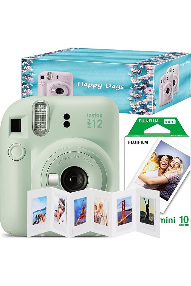Fujifilm Instax mini 12 instant camera, with 10 films, accordion frame and Happy Days box - 1