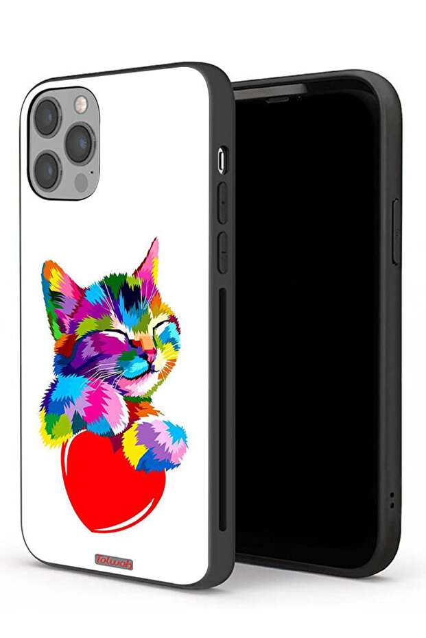 جراب حماية لجهاز Apple iPhone 12 Pro Max بتصميم قطة ملونة
