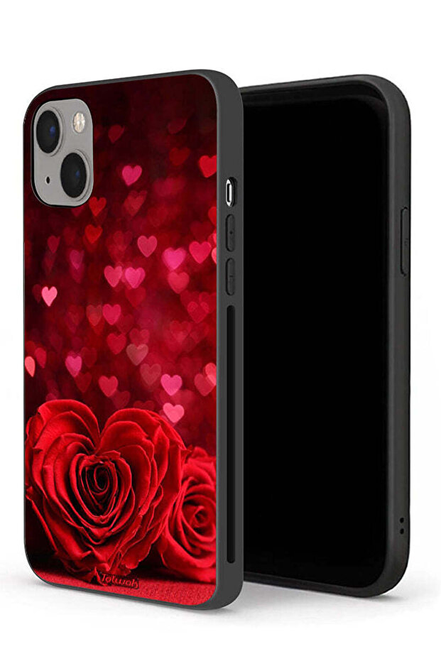 جراب حماية لجهاز Apple iPhone 13 mini بتصميم زهور على شكل قلب وفن تجريدي