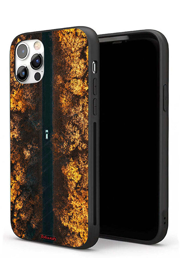 غطاء حماية لجهاز Apple iPhone 11 Pro Max مطبوع عليه صورة طريق في أشجار الخريف