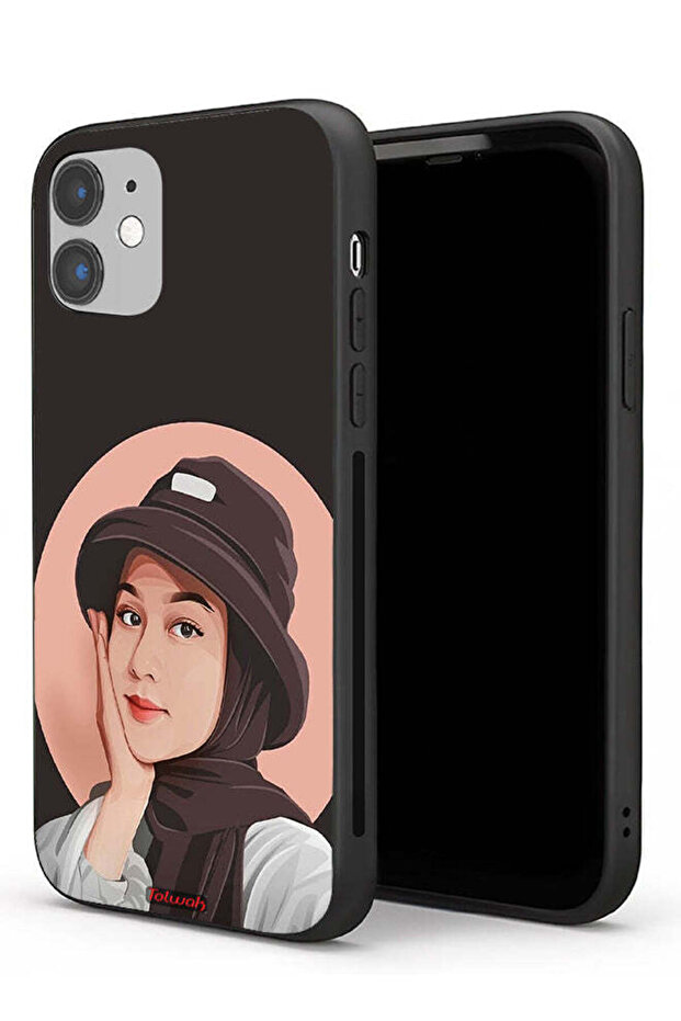 Apple iPhone 11 Protective Case Cute Hat Girl Paint Art
