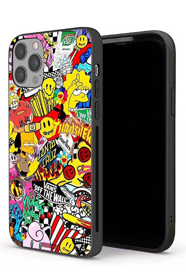 جراب حماية لجهاز Apple iPhone 12 Pro، ملصق أبيض فاتح