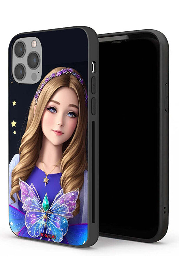 جراب حماية لجهاز Apple iPhone 12 Pro Max بتصميم فتاة فراشة لطيفة