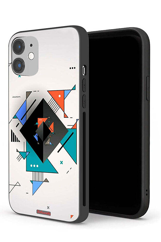 جراب حماية لجهاز Apple iPhone 12 بأشكال مربعة ومثلثة ونمط تجريدي