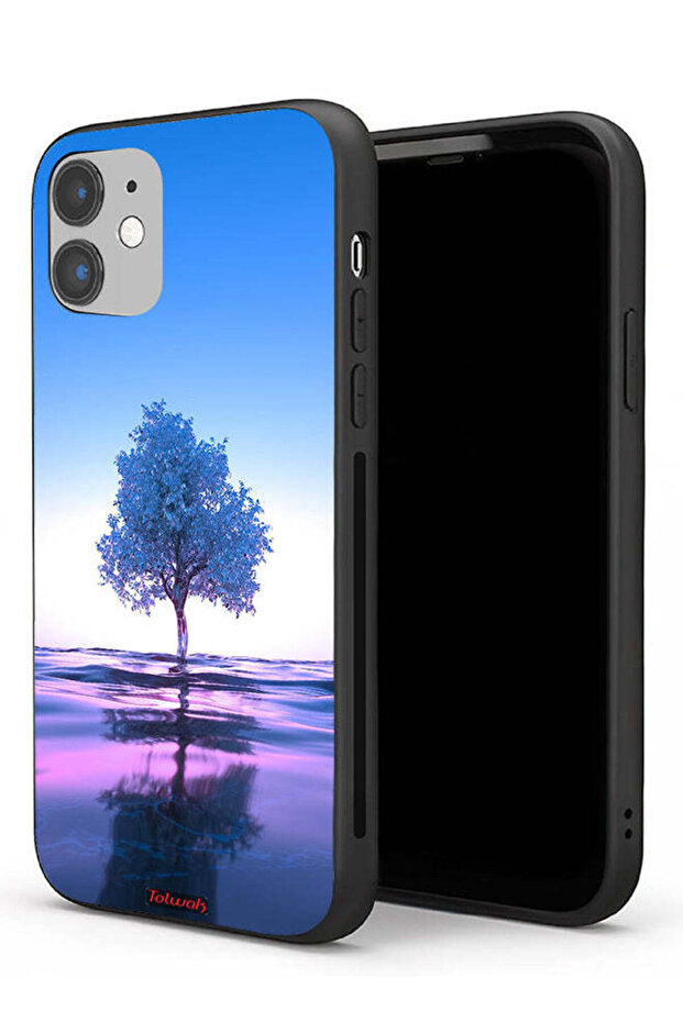 Apple iPhone 11 Protective Case Tree Neon Body Of Water Reflection Digital Art