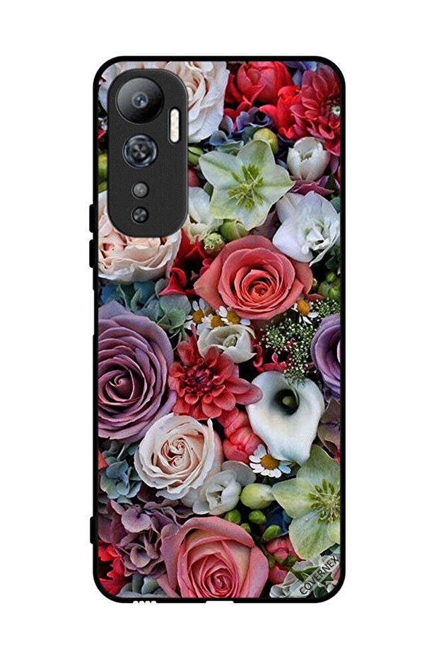 غطاء حماية لهاتف Infinix Hot 20 بنقشة الورود والأوراق