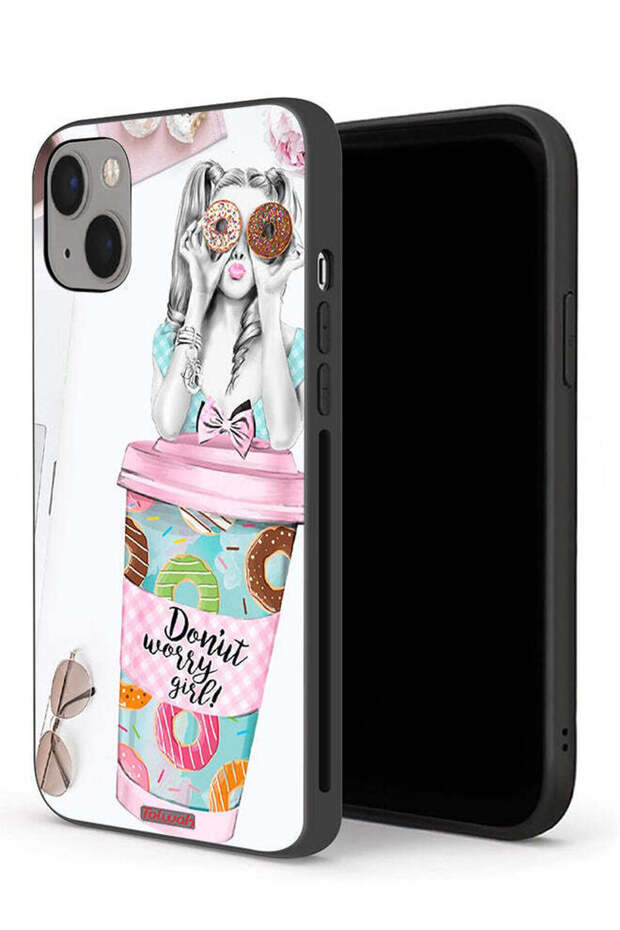 غطاء حماية لجهاز Apple iPhone 13 mini بتصميم Donut Worry Girl