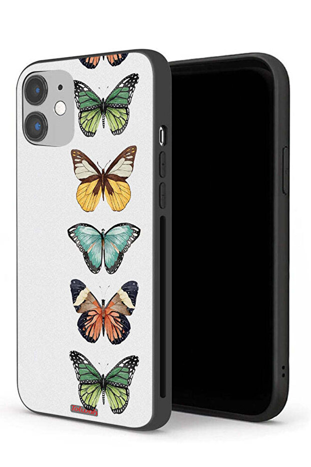 غطاء حماية لجهاز Apple iPhone 12 بنقشة أربع فراشات