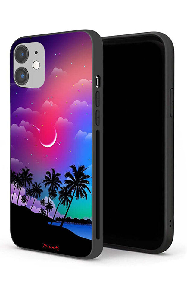 غطاء حماية لجهاز Apple iPhone 12 برسومات القمر في الليل