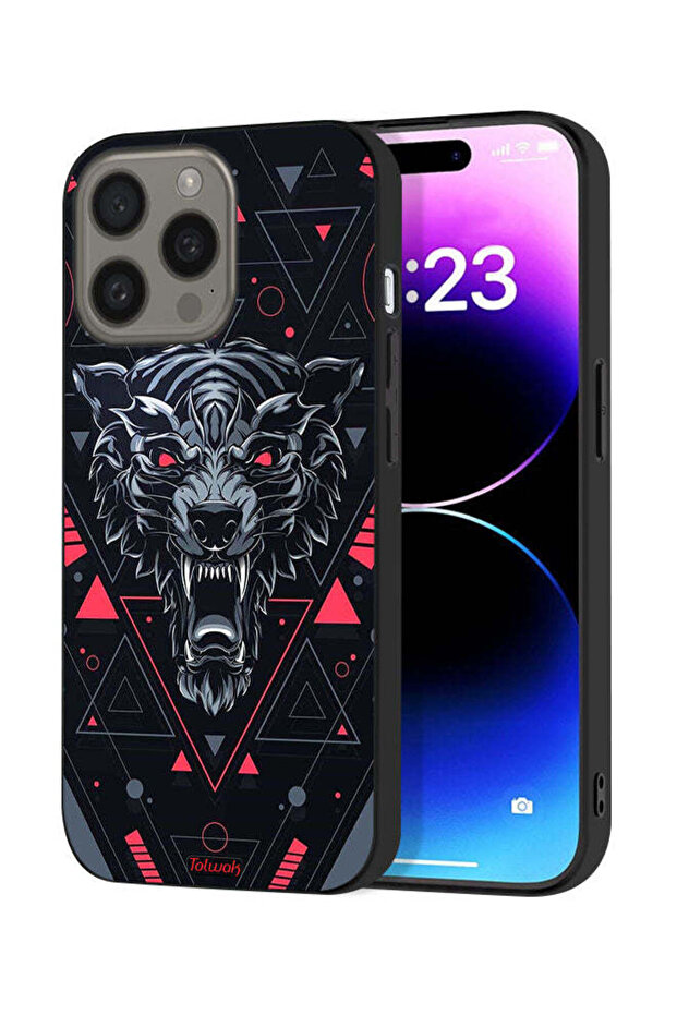 غطاء حماية لجهاز Apple iPhone 15 Pro Max بتصميم الذئب المتحرك