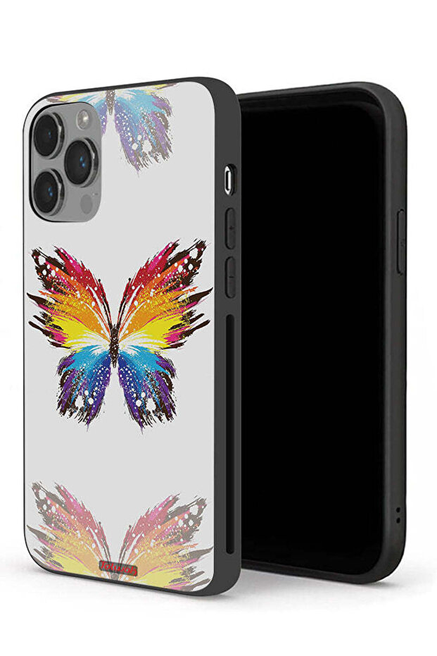 جراب حماية لجهاز Apple iPhone 14 Pro Max بفن رقمي وخلفية بسيطة وبساطة الفراشة