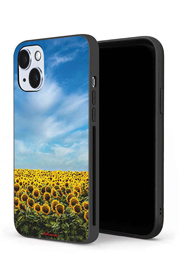 غطاء حماية لجهاز Apple iPhone 14 Plus بطبعة عباد الشمس تحت السماء