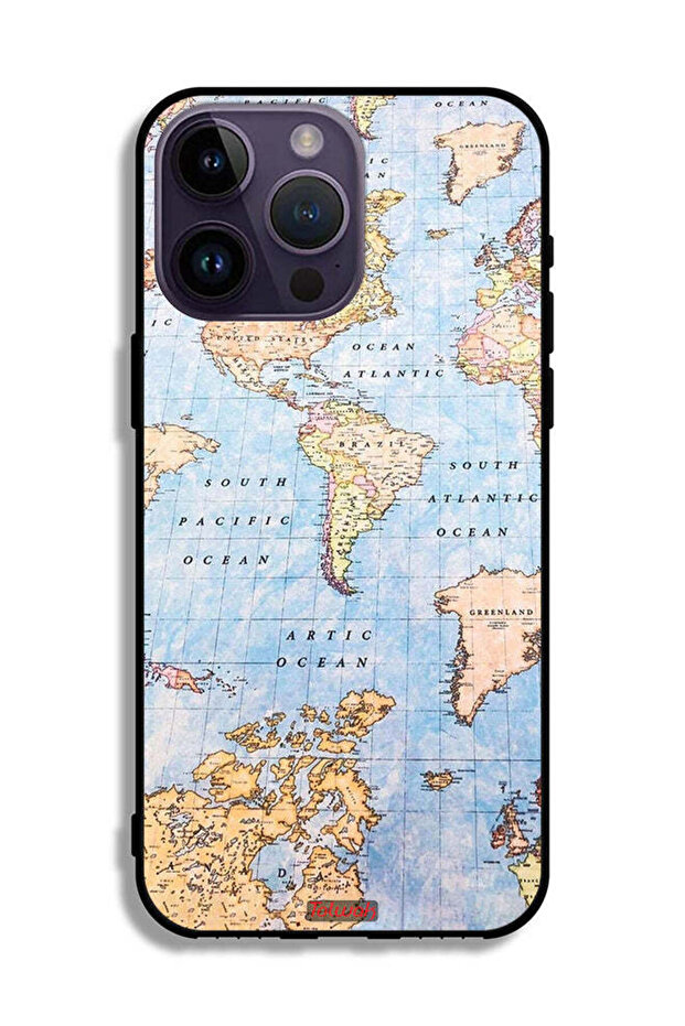 جراب حماية لجهاز Apple iPhone 14 Pro Max بتصميم خريطة العالم - 2