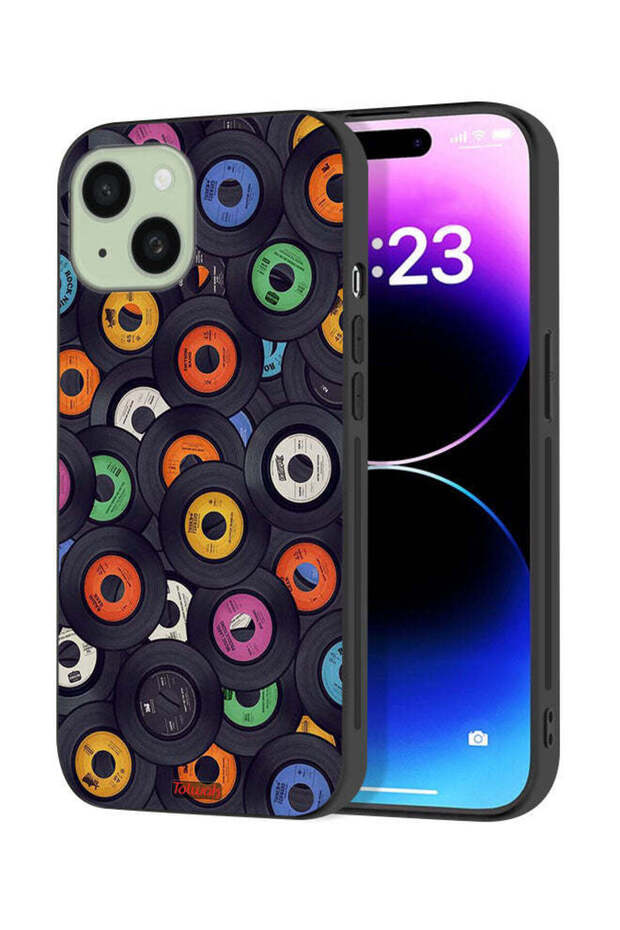 غطاء حماية لجهاز Apple iPhone 15 Plus بنمط أقراص مضغوطة - 1