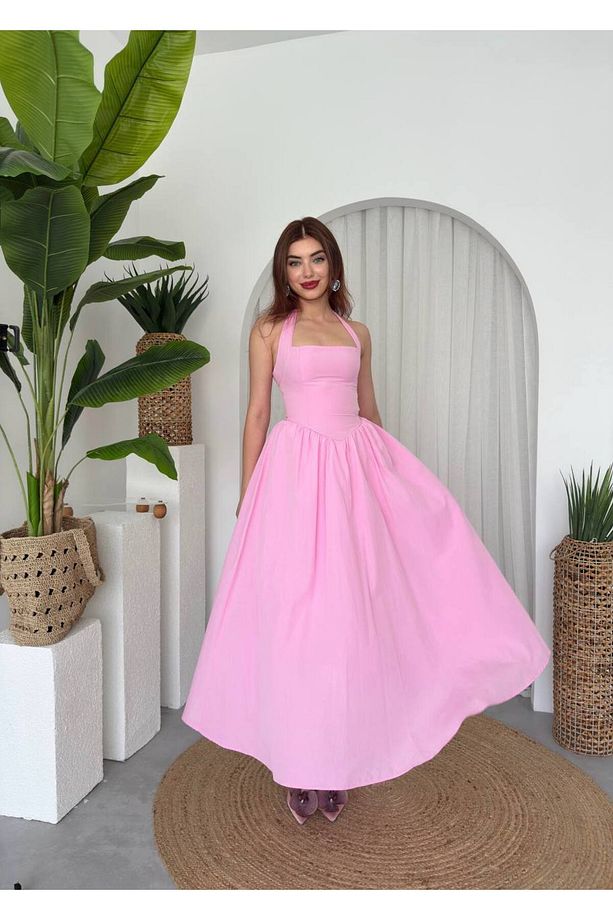 Fedro Poplin Uzun Elbise - 4