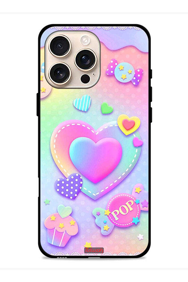 غطاء حماية لجهاز Apple iPhone 16 Pro Max بتصميم قلوب البوب