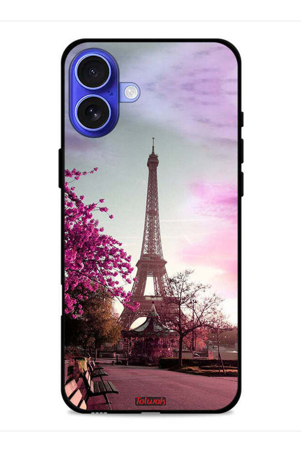 غطاء حماية لجهاز أبل آيفون 16 بلس بتصميم برج إيفل - 1
