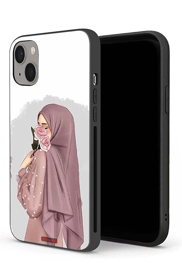 غطاء حماية لجهاز آيفون 13 ميني من آبل يحمل صورة فتاة تحمل ورودًا