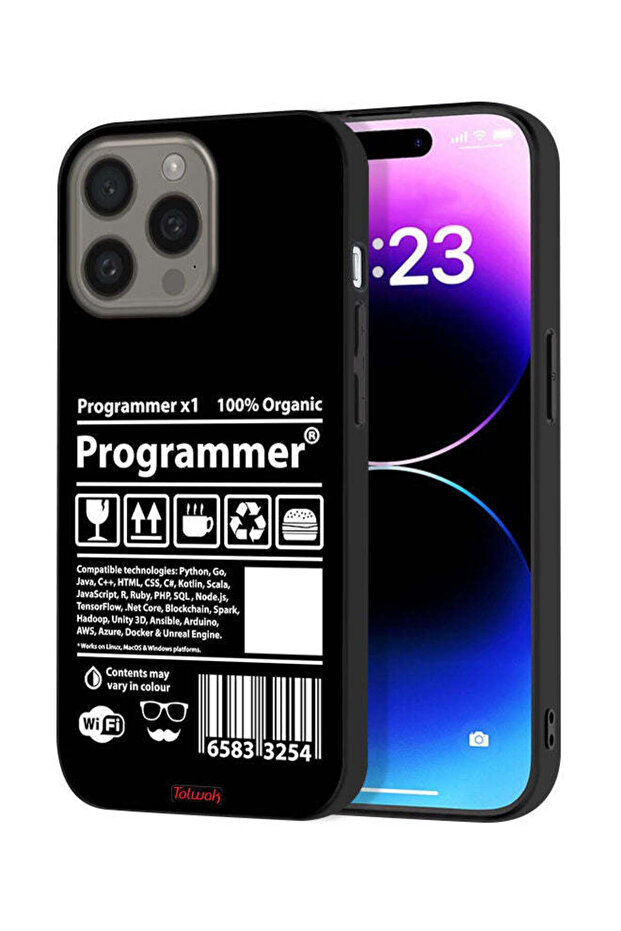 غطاء حماية لجهاز Apple iPhone 15 Pro Max مع ملصق مبرمج