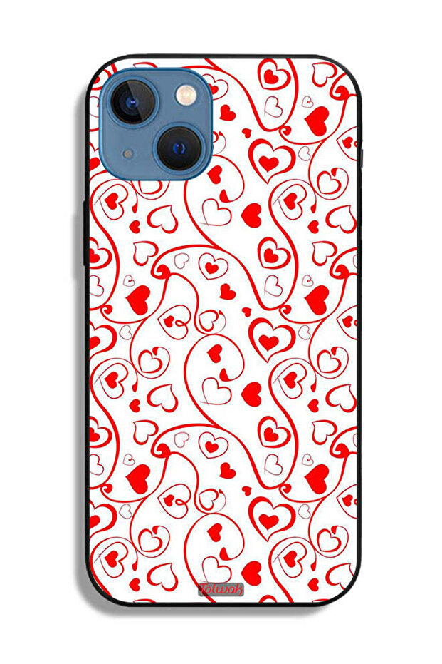 جراب حماية لجهاز Apple iPhone 13 بنقشة قلوب - 2