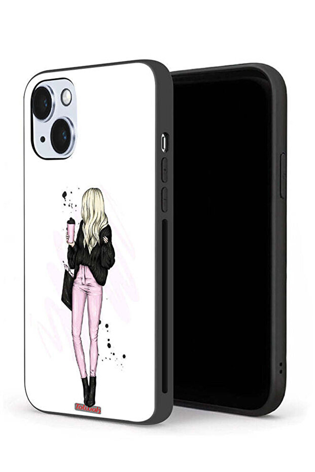 جراب حماية لجهاز Apple iPhone 14 Plus، فتاة تحمل كوب قهوة