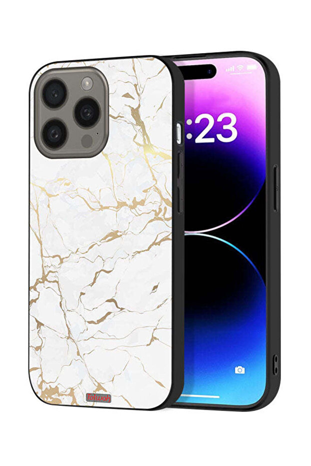 غطاء حماية لجهاز Apple iPhone 15 Pro Max بنمط رخامي - 1